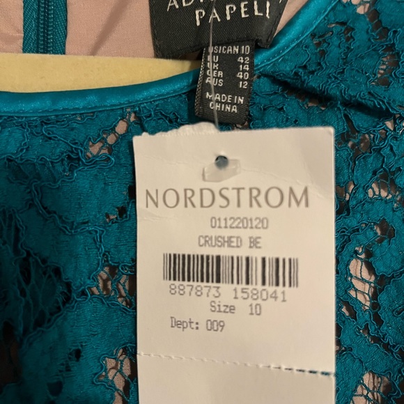 Adrianna Papell Size 10 Beautiful turquoise lace dress - never worn - Picture 3 of 3